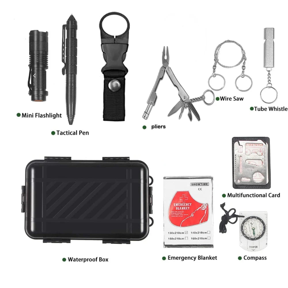 First Aid Kit Multifunction Outdoor Adventure Survival Kit SOS Emergency Survival Tool Traveling Camping Hiking Hunting Tool box