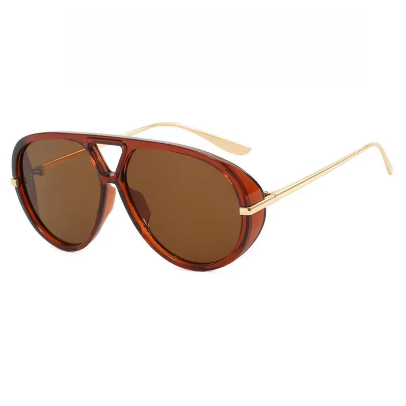 New Fashion Round Sunglasses For Women Men Retro Luxury Designer Double Bridge Frame Sun Glasses Shades UV400 Eyeglasses