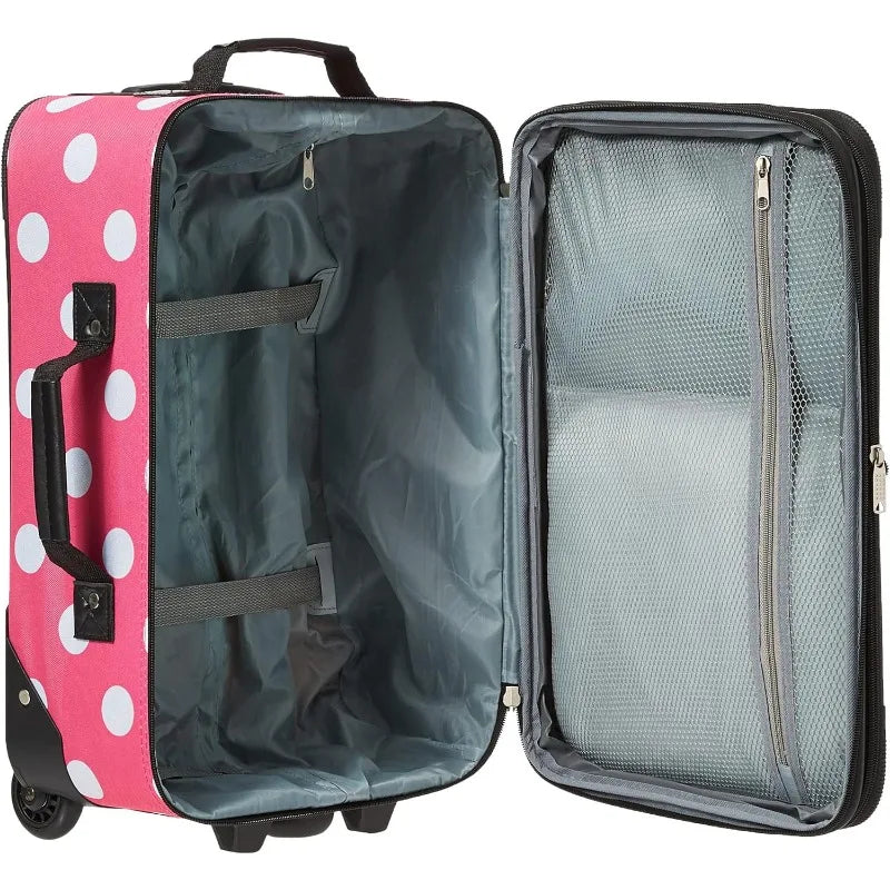 Rockland Fashion Softside Upright Luggage Set, Expandable, Pink Dots, 2-Piece (14/19)