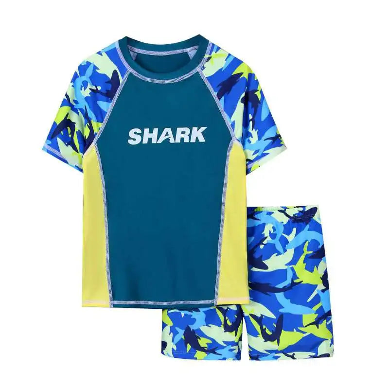 Summer Children Boys Round Neck Sports Tops+ Shorts Sets Fashion Breathable Casual Clothes Sets