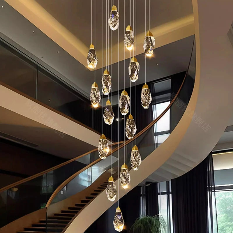 Modern home decoration crystal chandelier, stair Pendant lamp, living room Pendant lights, interior lighting