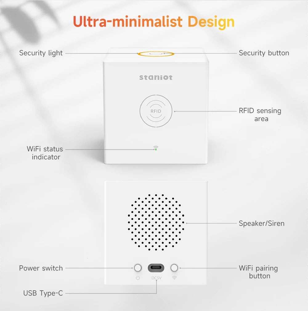 Staniot Tuya Smart Wireless WiFi Home Security Alarm System Built-in Siren Alexa Mobile APP Control With 18 Doorbell Ringtones