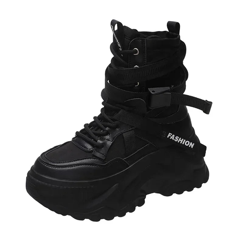 Women's Boots Platform Luxury Designer Shoes for Women Lace Up Chunky Shoes Breathable Comfort Ankle Boots Botas De Mujer