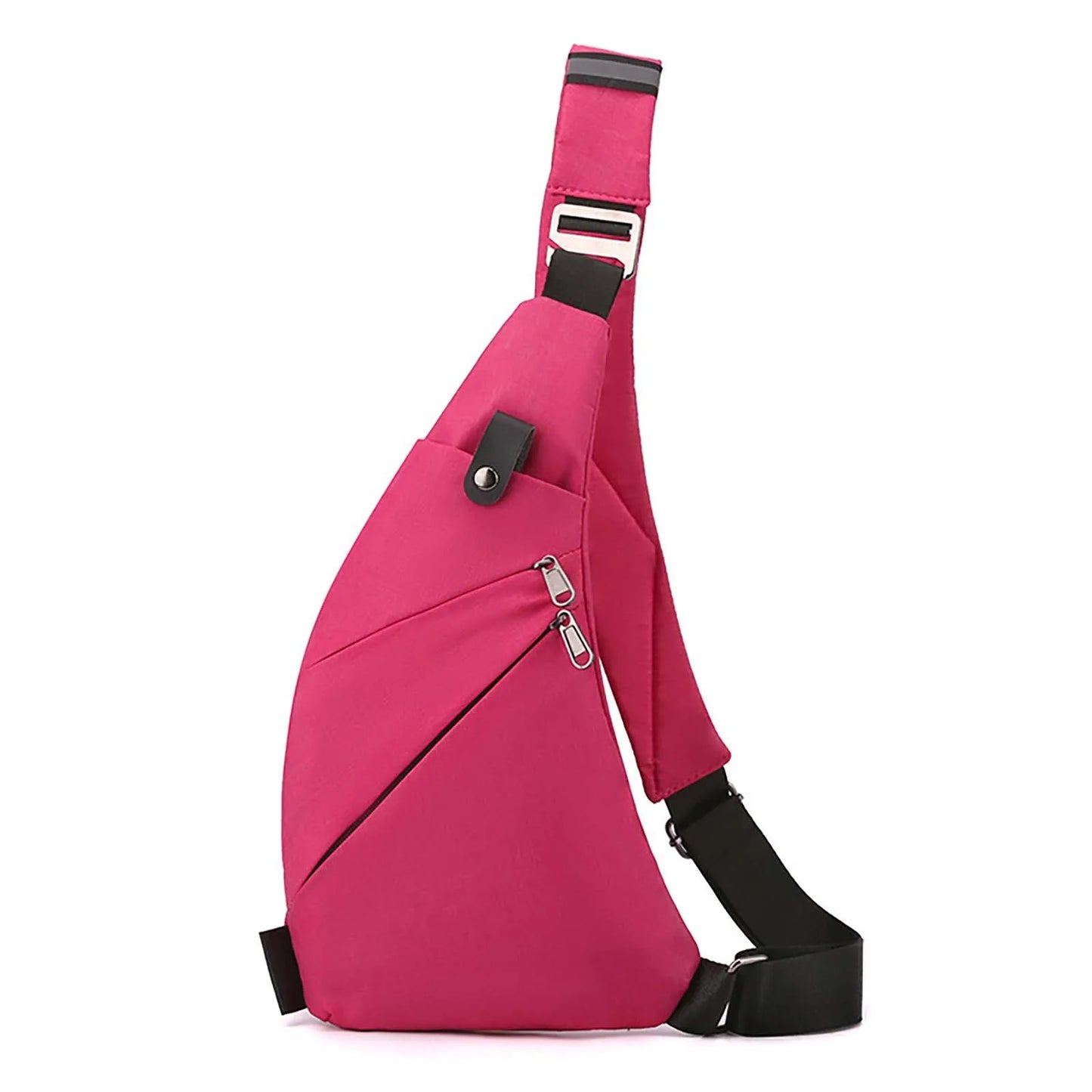 Versatile Men's Outdoor Chest Bag with Crescent Shape & Adjustable Slanted Shoulder Strap, Durable Nylon Design for Travel