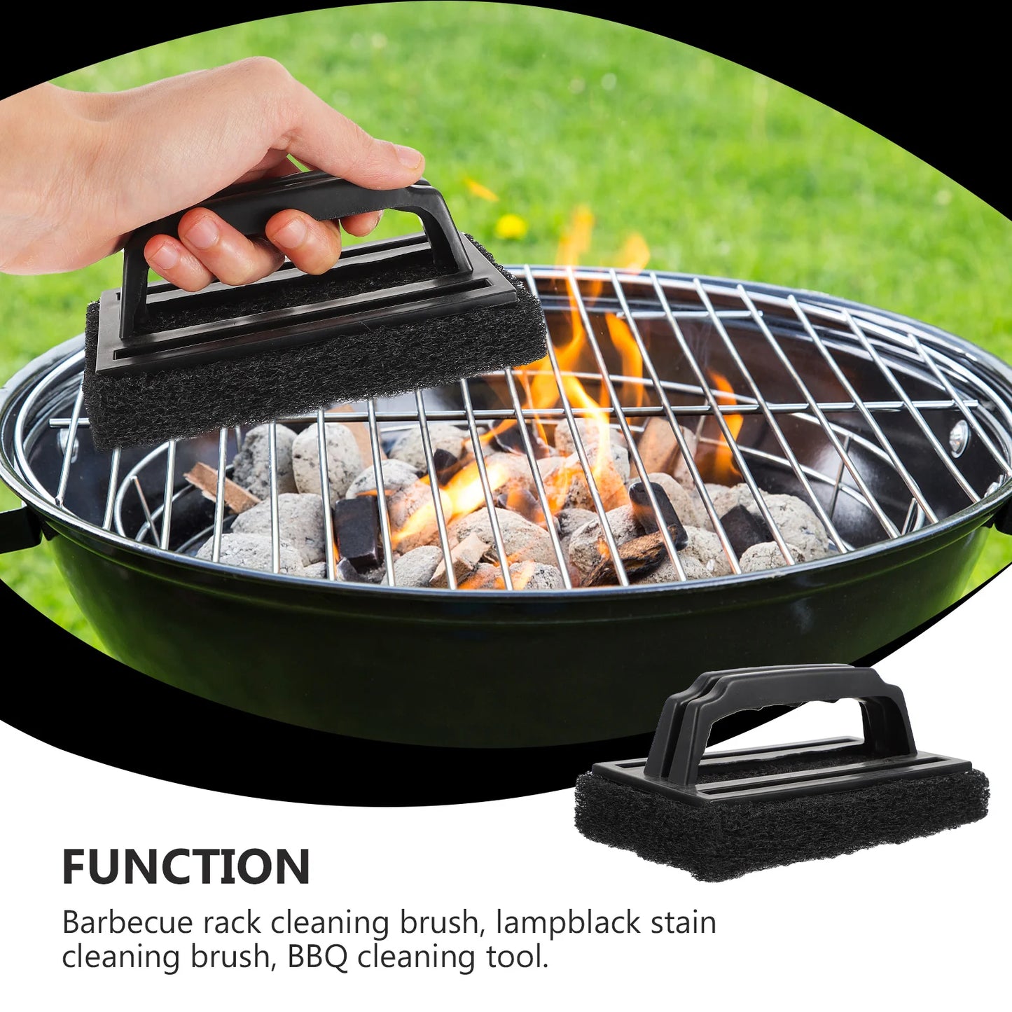 3 Pcs Grill Cleaning Brush Outdoor Bbq Brush Kitchen Tool Stainless Steel Sponge Pad Scrubber Barbecue Accessory Household