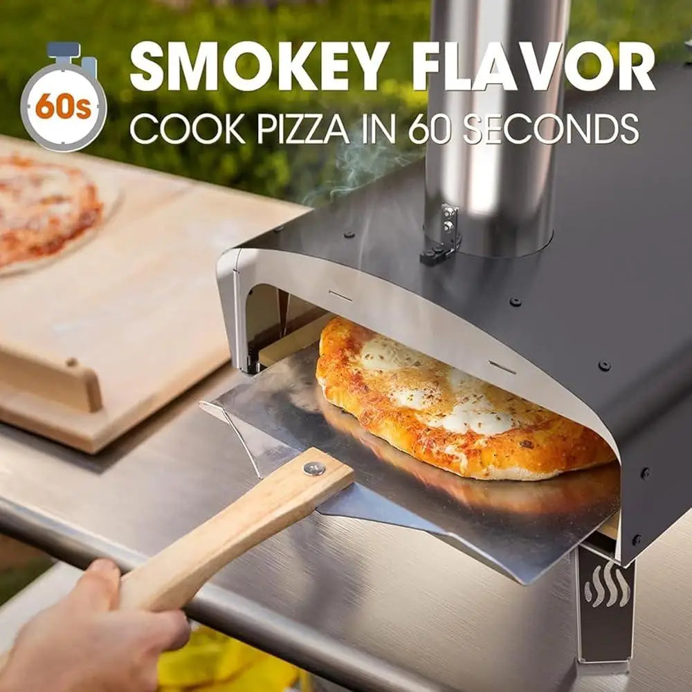 Outdoor Wood-Fired Pizza Oven 12 Inch Portable Pellet Oven with Pizza Stone Peel Perfect Camping BBQs and Backyard Parties