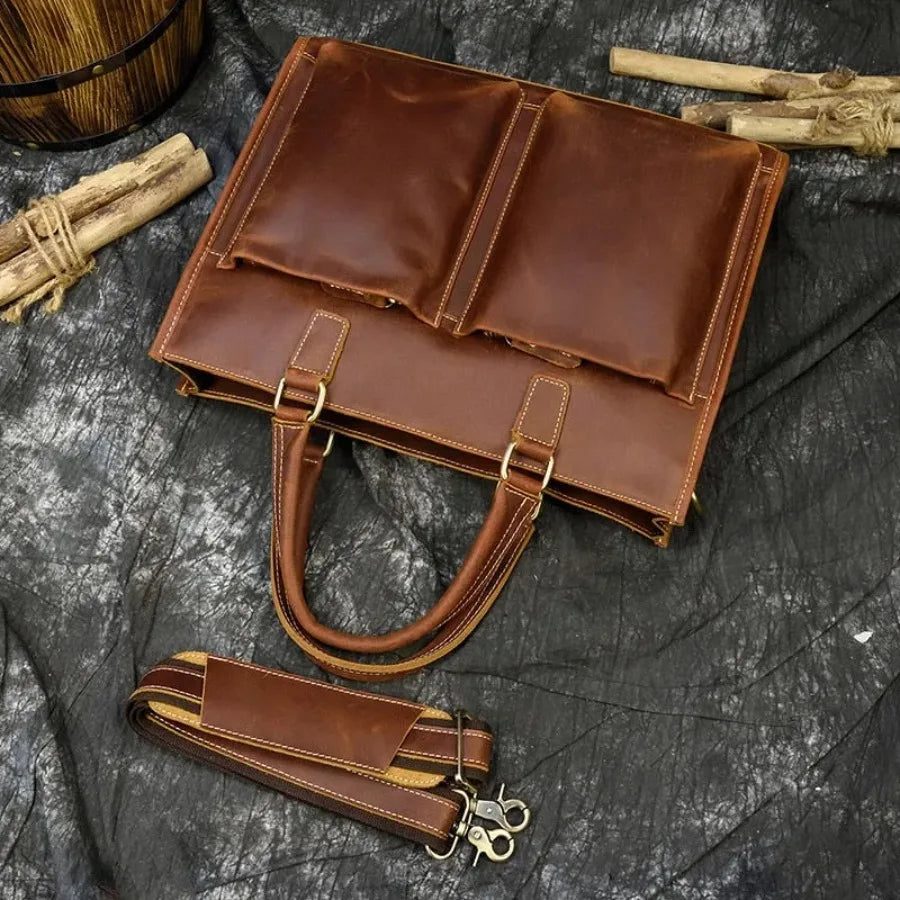 Vintage Leather Messenger Bag for Business Professional Men Durable and Stylish Briefcase