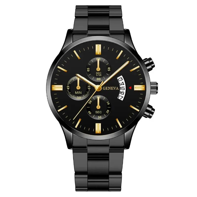 2023 Fashion Men Gold Stainless Steel Watch Luxury Calendar Quartz Wrist Watch Mens Business Watches for Man Clock Reloj Hombre