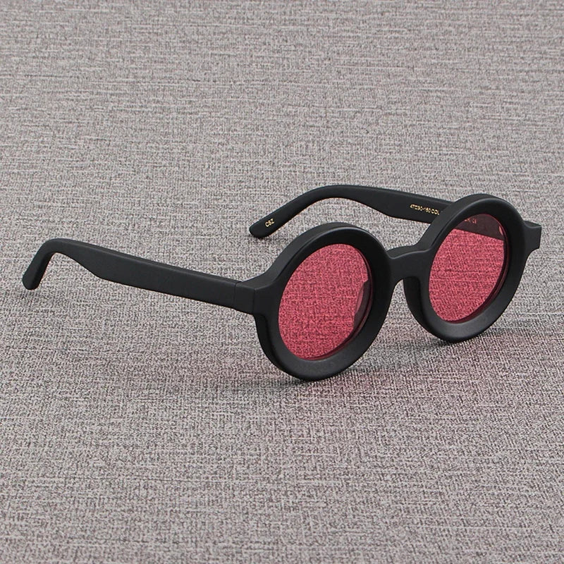 Luxury Sunglasses for Women Round Coarse Frame Frosted Matte Gray Pink Lenses Outdoor Handmade UV400 Men Polarized SUN GLASSES
