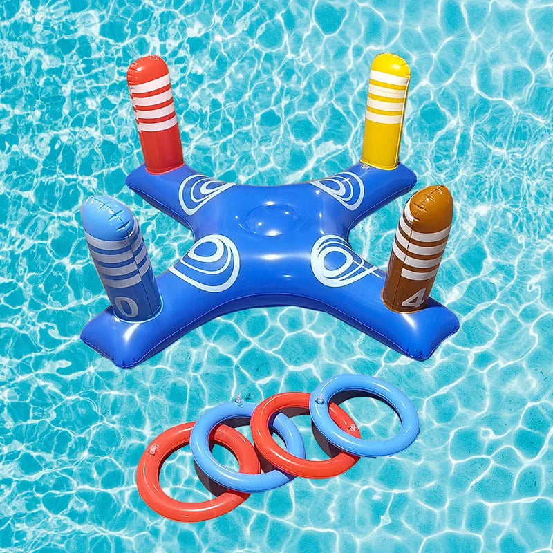 Inflatable Basketball Hoop Ring Toss Game Summer Swimming Water Sports Toys Outdoor Beach Party Pool Interactive Floating Toy