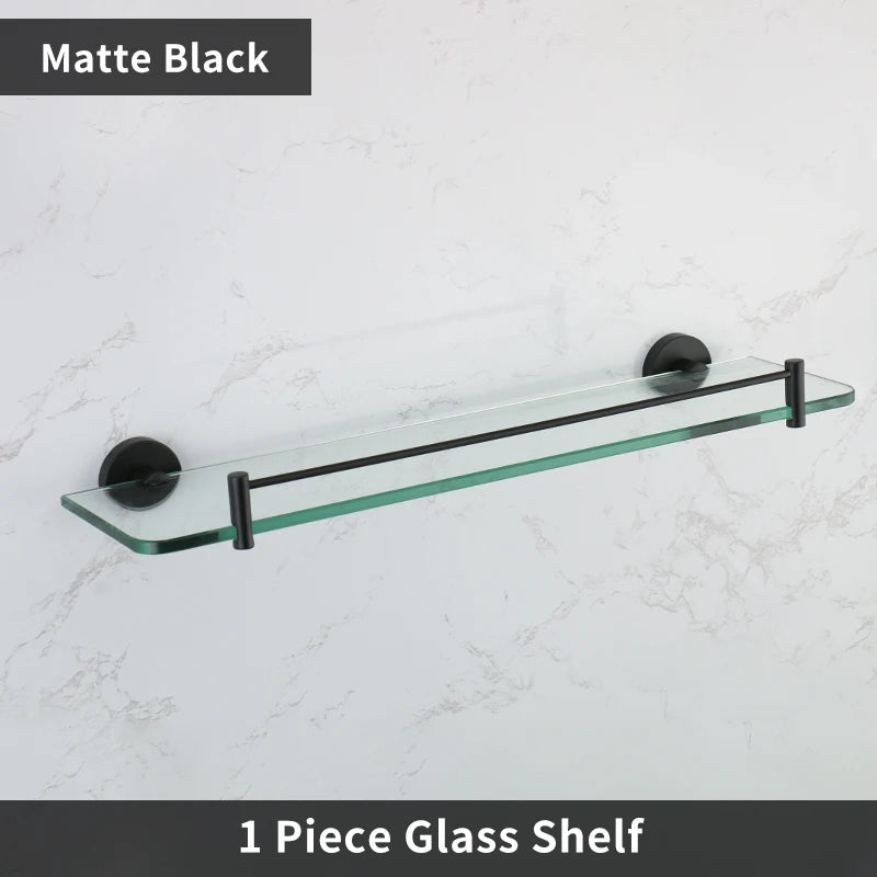 Bathroom Accessories Towel Rack Shelf Bar Roll Paper Holder With Cover Hand Towel Bar Holder Robe Hook Toilet Brush Holder Black