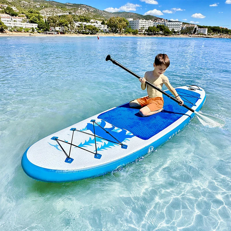 Inflatable Sup Board, LITTLE BEAR, Surf Set with Paddle Tail Fin Inflator Adjustable Foot Rope Backpack, Stand Up Paddle Board