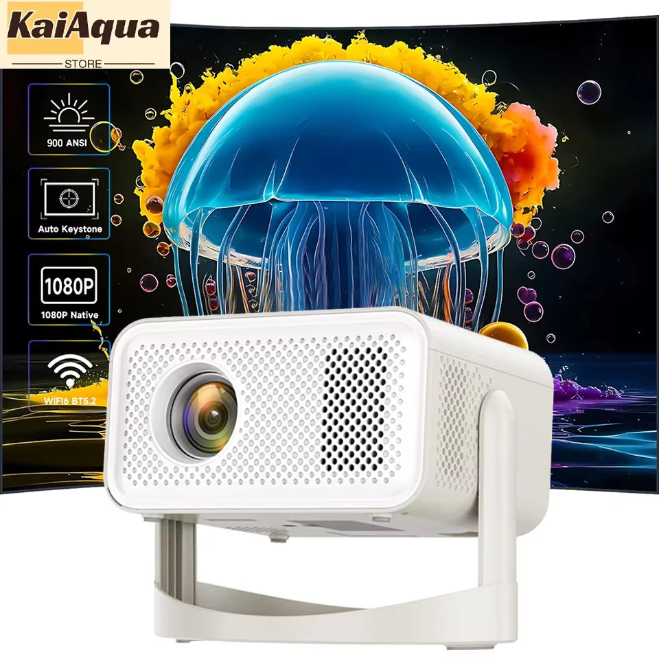 Portable Projector 900ANSI Android11 4K Native 1080P Wifi6 Auto Keystone Allwinner H713 Electronic Focus BT 5.2 360° Home Cinema