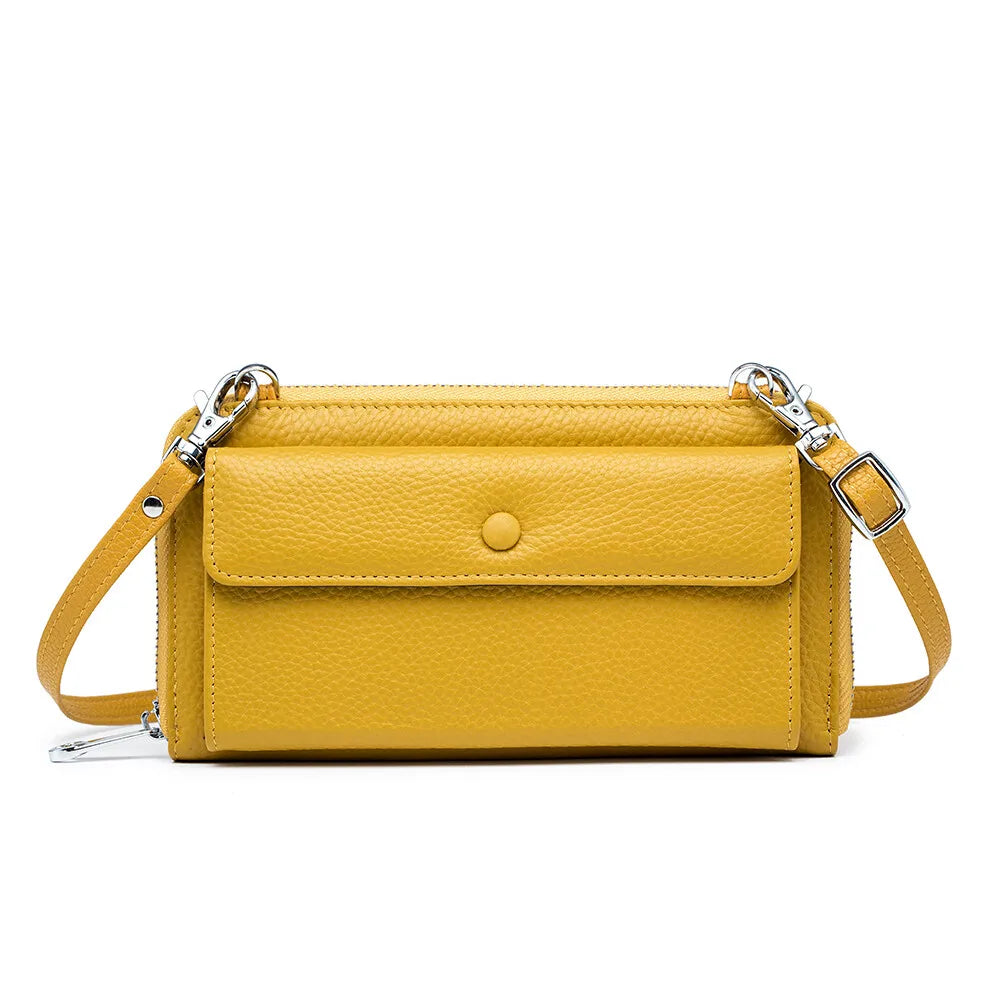 New Women Handbags Female Genuine Leather Shoulder Bags Multi Functional Large Capacity Crossbody Bags Touch Screen Phone Bag