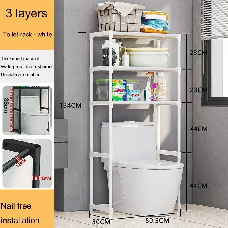 Bathroom Storage Rack Over The Toilet Shelf Multilayer Space Saver Organizer Multi-Functional Wall Hanging Toilet Storage Rack