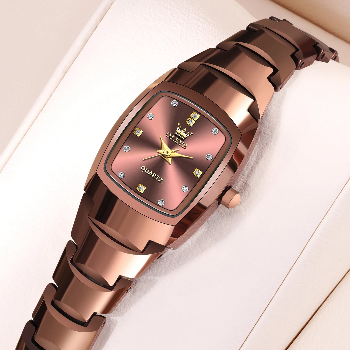 OLEVS Ladies Waterproof Watch Gold Luxury Stainless Steel Women Watches Creative Fashion Original Elegant Quartz Wristwatch Gift