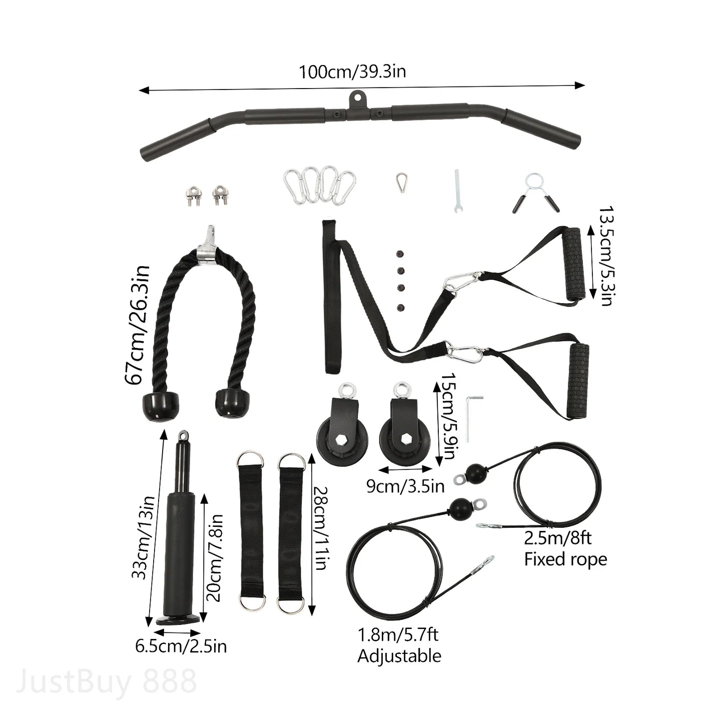 Cable Weight Pulley System for Home Gym Pulley System Gym with Safety Ropes Unisex-Adult Fitness Strength Training Equipment