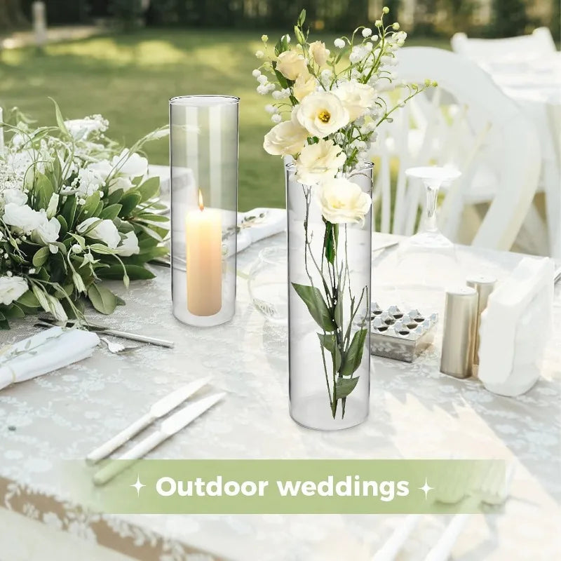 Glass Vases for Centerpieces, 16 Pcs Large Glass Cylinder Vases 12 Inch Tall Clear Flower Vase Bulk for Hurricane Floating