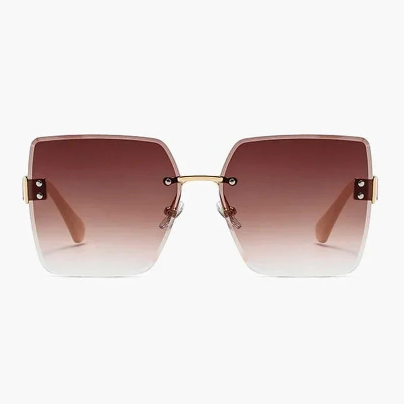 Fashion Square Sunglasses Women Vintage Sun Glasses Female Big Frame Mirror Retro Luxury Traveling Rimless Oculos De Sol