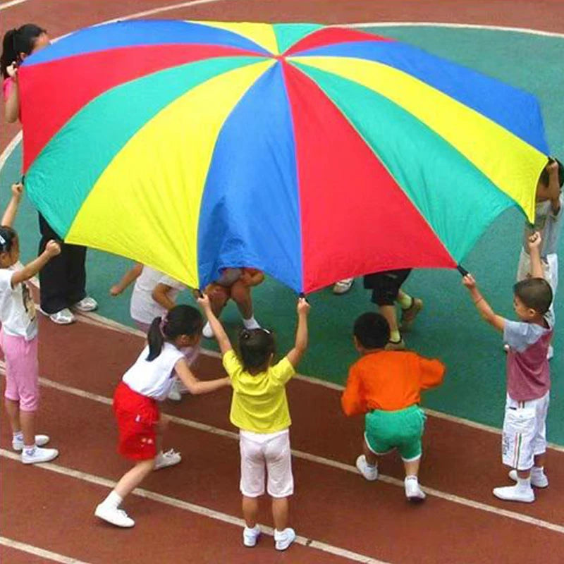 2-4M Kids Play Parachute Rainbow Outdoor Children Games Fun Playground Kindergarten School Group Exercise Cooperative Activities
