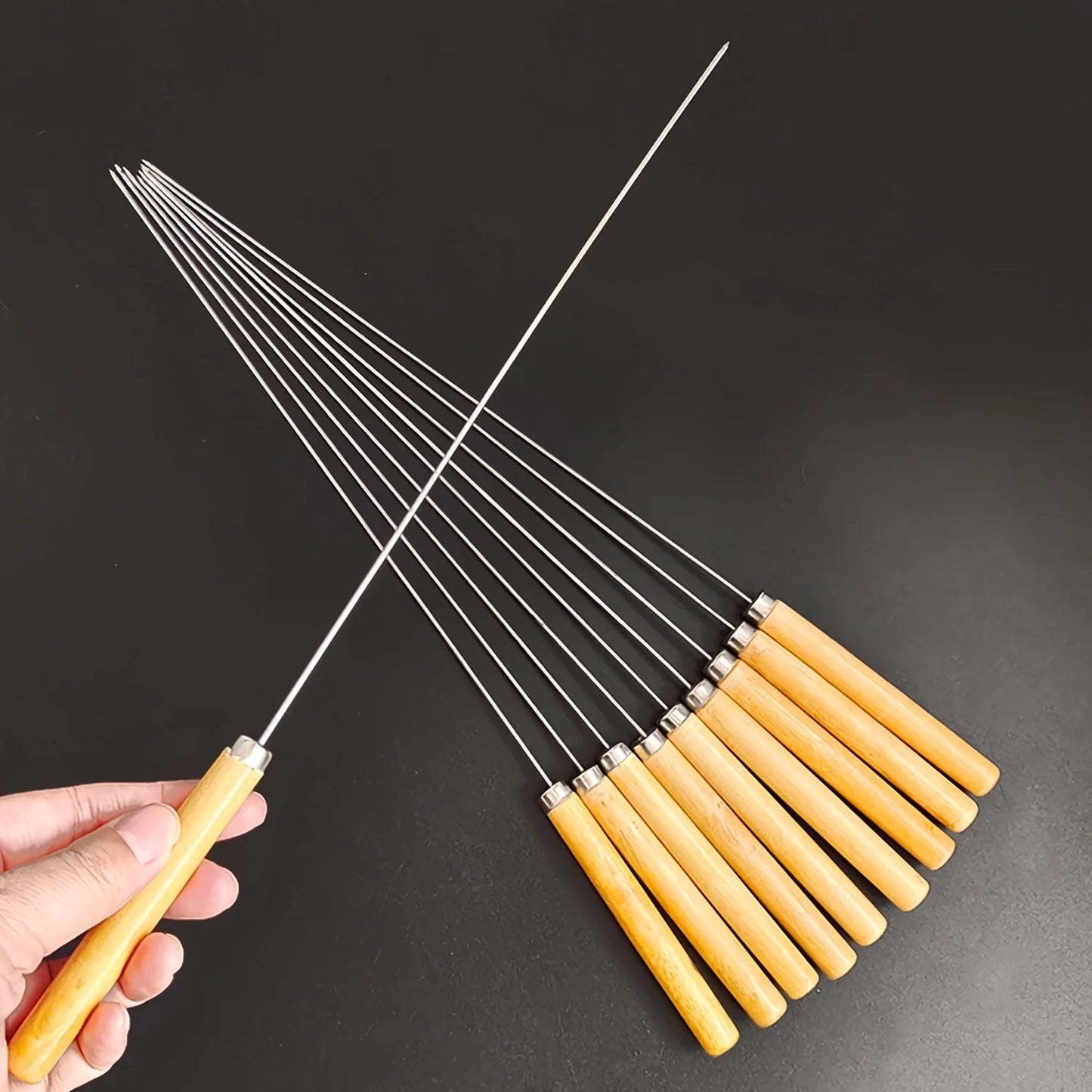 Stainless Steel Barbecue Skewer 10Pcs Reusable Barbecue Skewers Outdoor Camping Picnic BBQ Utensil Kitchen Accessories