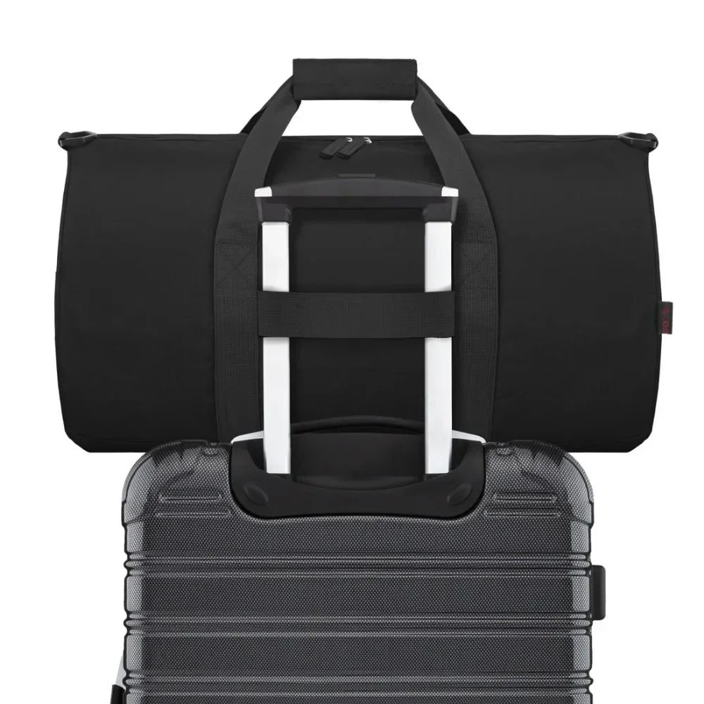 Travel Duffels with Adjustable Shoulder Strap and Luggage Trolley Sleeve, Black