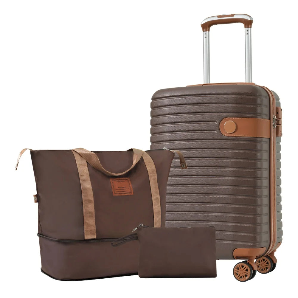 20" Suitcase with Toiletry Bag Travel Duffel Luggage Sets Spinner Wheels TSA Lock Travel Suitcase Rolling Luggage Trolley Case