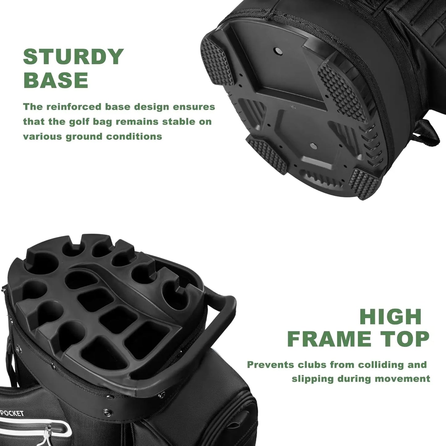14-Way Golf Cart Bag, Premium Full Length Golf Bag for Men with Magnetic Leather Pocket, Handles and Rain Cover