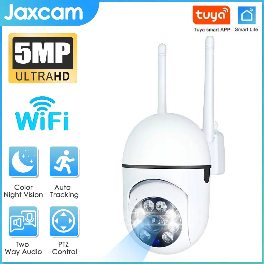 Smart Life 5MP WiFi Two Way Audio Security IP Camera Tuya App HD Smart Home PTZ Outdoor Home Wireless Mini Surveillance CCTV Cam
