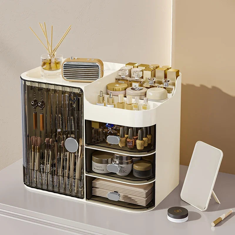 Cosmetic Storage Box, Dust-Proof, Moisture-Proof, Waterproof, Large Capacity Skincare Product Shelf, Can Be Layered for Storage