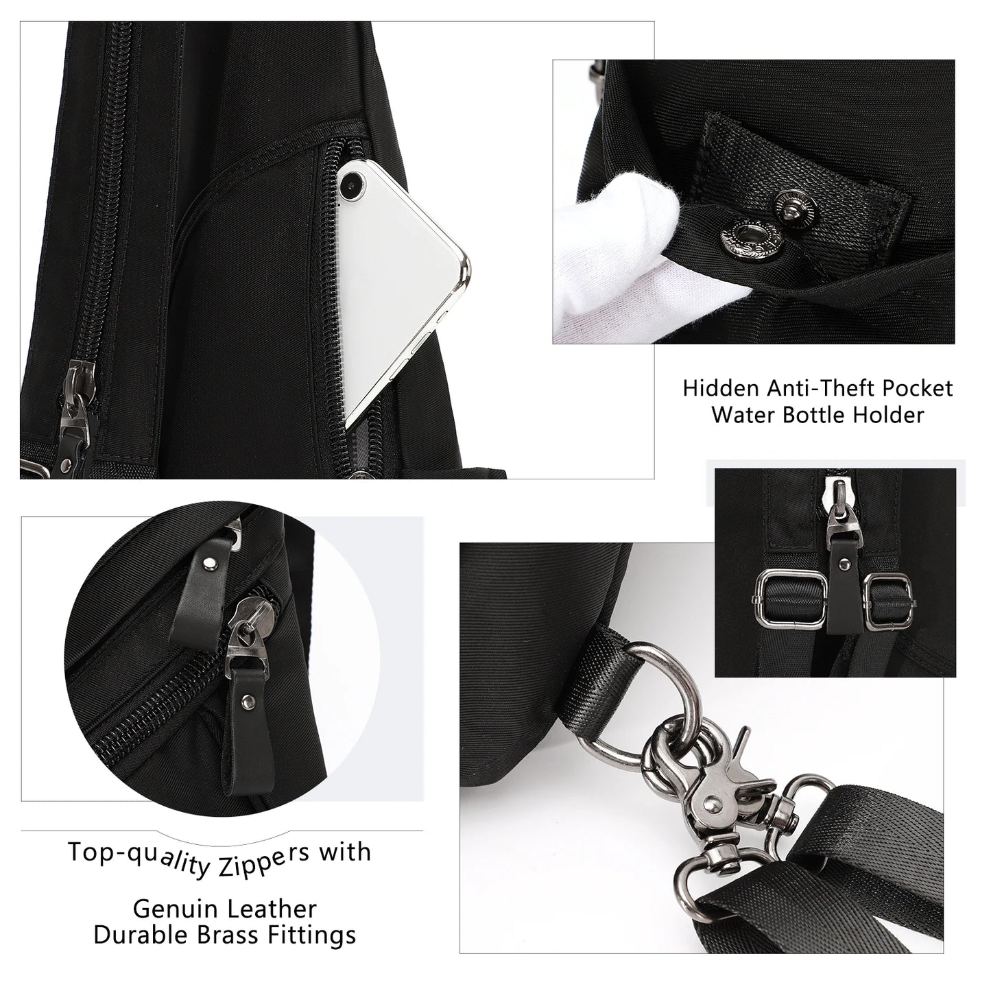 KL928 Nylon Sling Bag - Small Crossbody Backpack Shoulder Casual Daypack Multipurpose Rucksack for Men Women