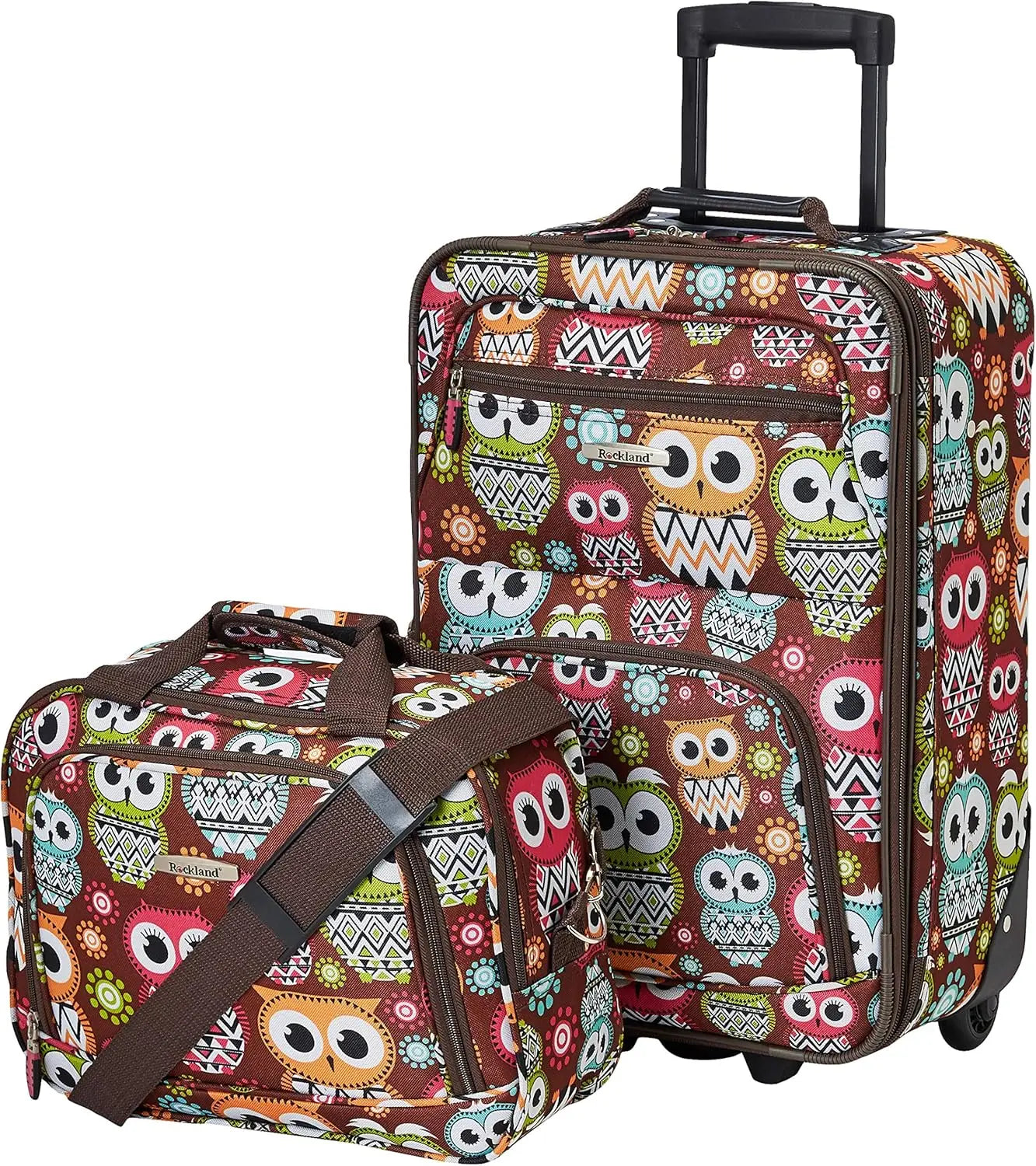 Rockland Fashion Softside Upright Luggage Set, Expandable, Pink Dots, 2-Piece (14/19)