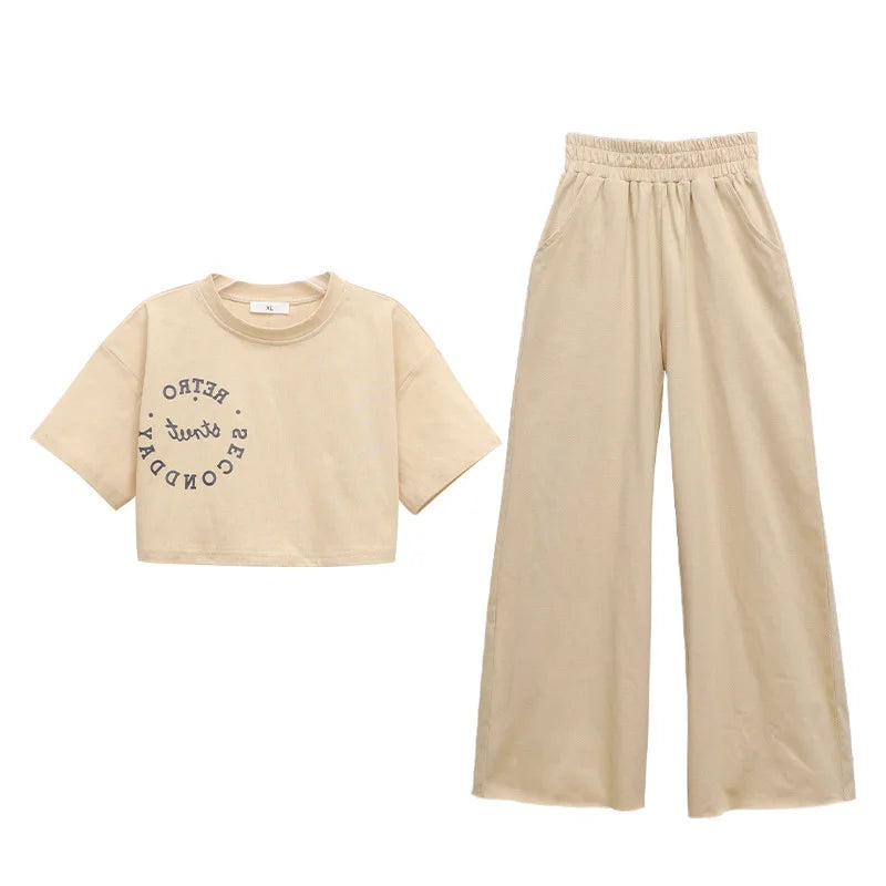 New Spring Summer Teenager Girls Clothing Sets Children Short Tops T Shirt And Pants 2Pcs Kids Tracksuit 5 6 8 10 12 14 Years