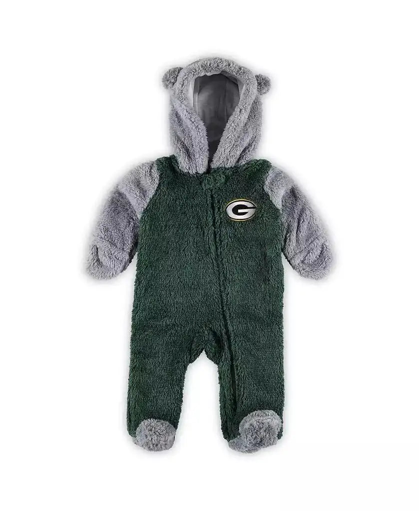 Outerstuff | Baby Boys and Girls Green, Gray Green Bay Packers Game Nap Teddy Fleece Bunting Full-Zip Sleeper