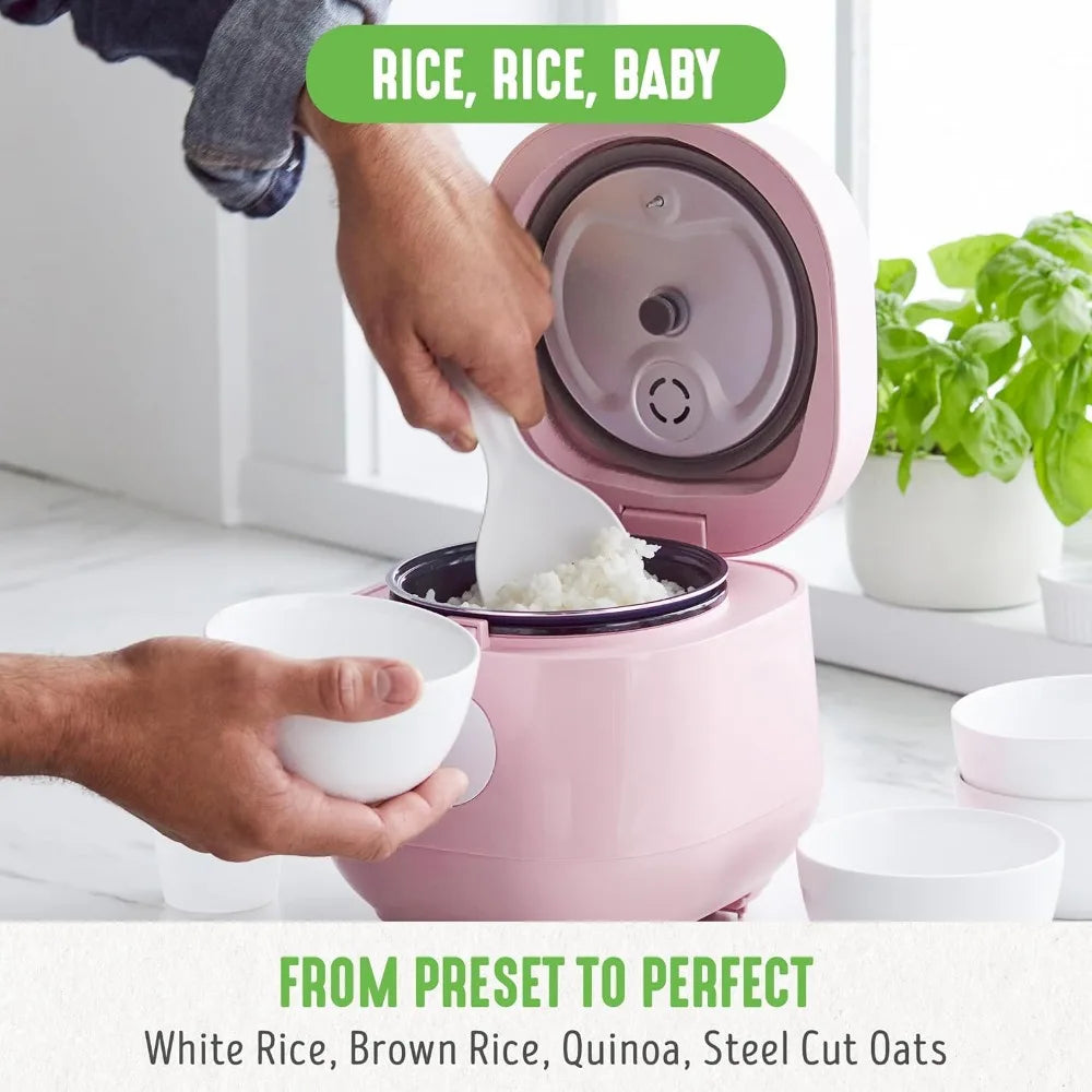 Digital Rice Cooker, 2 Cups Uncooked/4 Cooked Rice, Healthy Cooking, Auto Presets & Keep Warm, Touchscreen, Pink