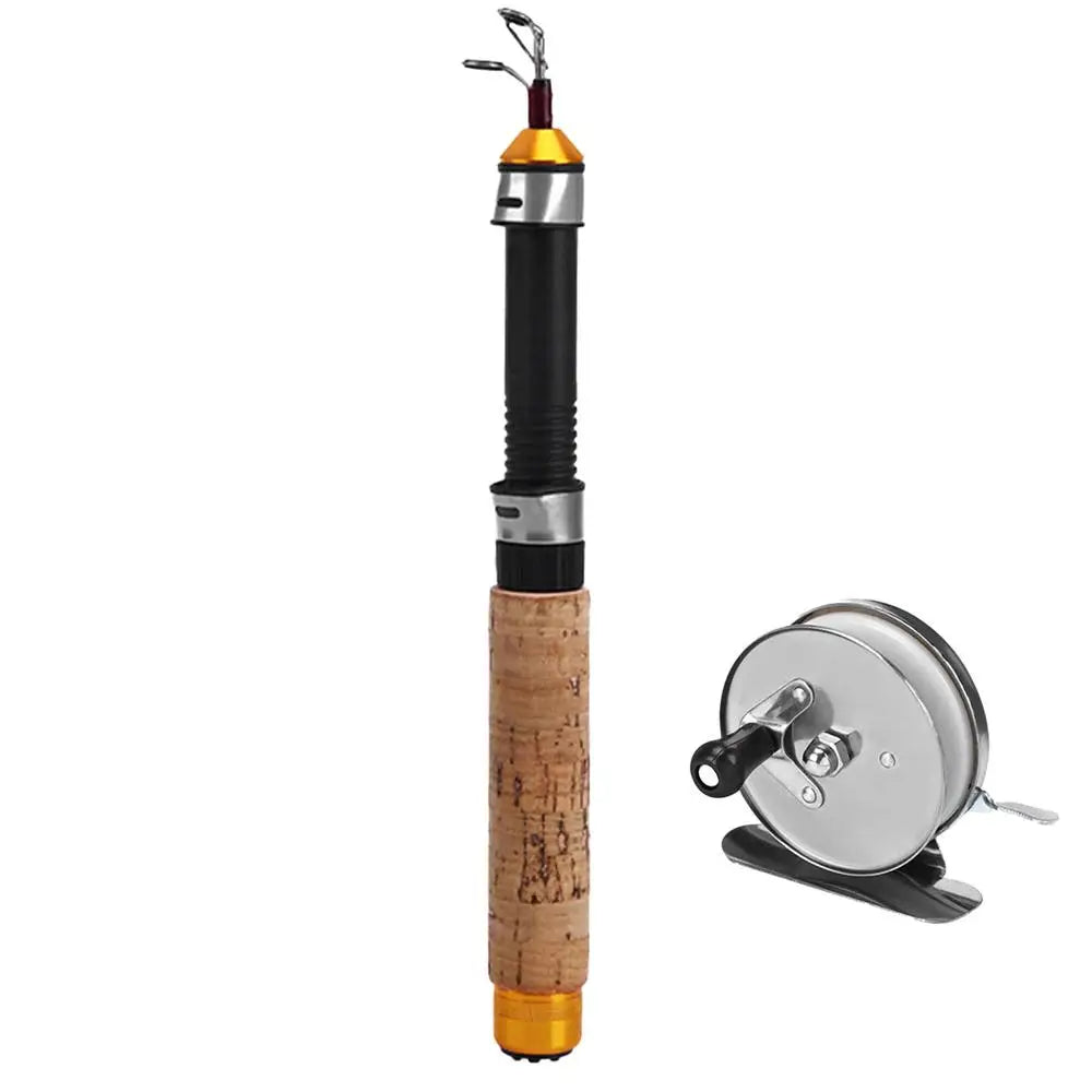 Ice Fishing Rod With Reel Mini Telescopic Fishing Rod 60 80 100CM Carbon River Shrimp Carp Fishing Pole For Winter Fishing Gears