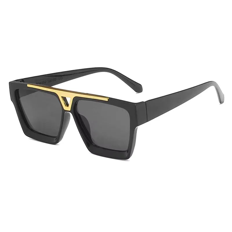Letter V Sunglasses For Women Men Fashion Retro Square Frame Driving Black UV400 Lens Sun Glasses Trend Design Unisex Eyewear
