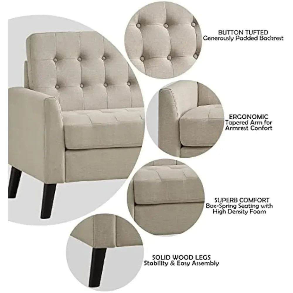 Rosevera CB3 Loveseat Long para Sala Love Seats Furniture Sofa in a Box Small Area Couches for Living Room, Standard, Beige