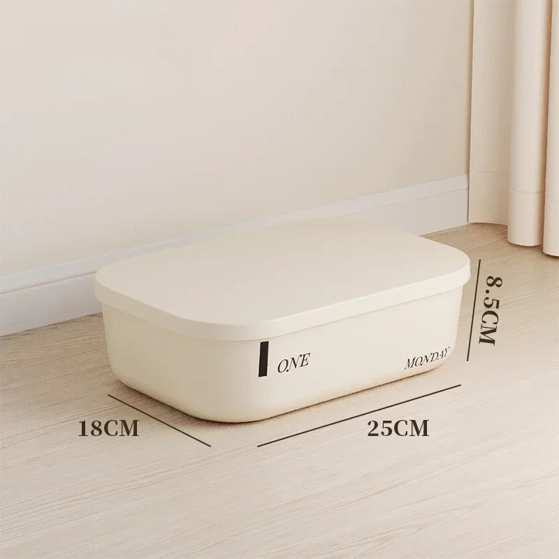 Stackable Storage Box with Lid Dustproof Cosmetics Clothing Grocery Storage Trunk Snack Storage Container Toy Storage Bin Basket