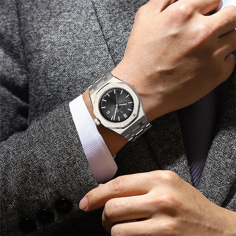 POEDAGAR Luxury Square Man Quartz Watch Waterproof Luminous Date Men's Watch High Quality Stainless Steel Business Men Watches