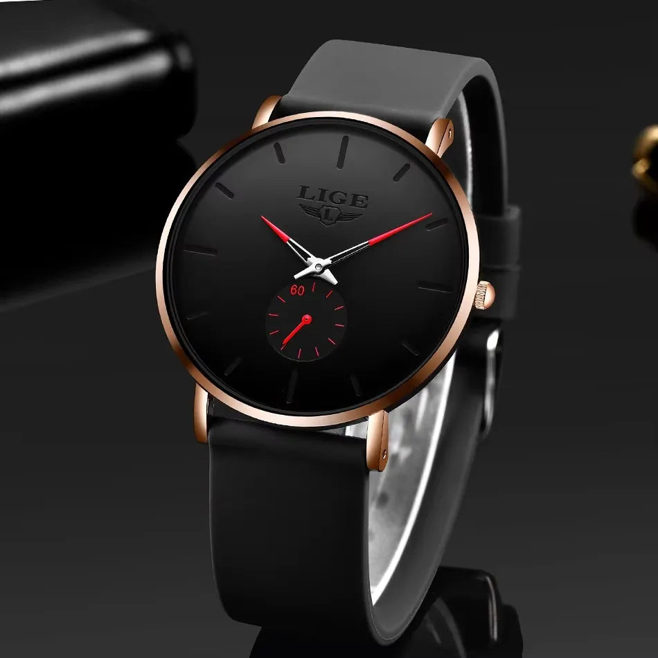 LIGE New Fashion Mens Watches Top Brand Luxury Sports Waterproof Simple UltraThin Quartz Watch Man Clock Relogio Masculino+Box