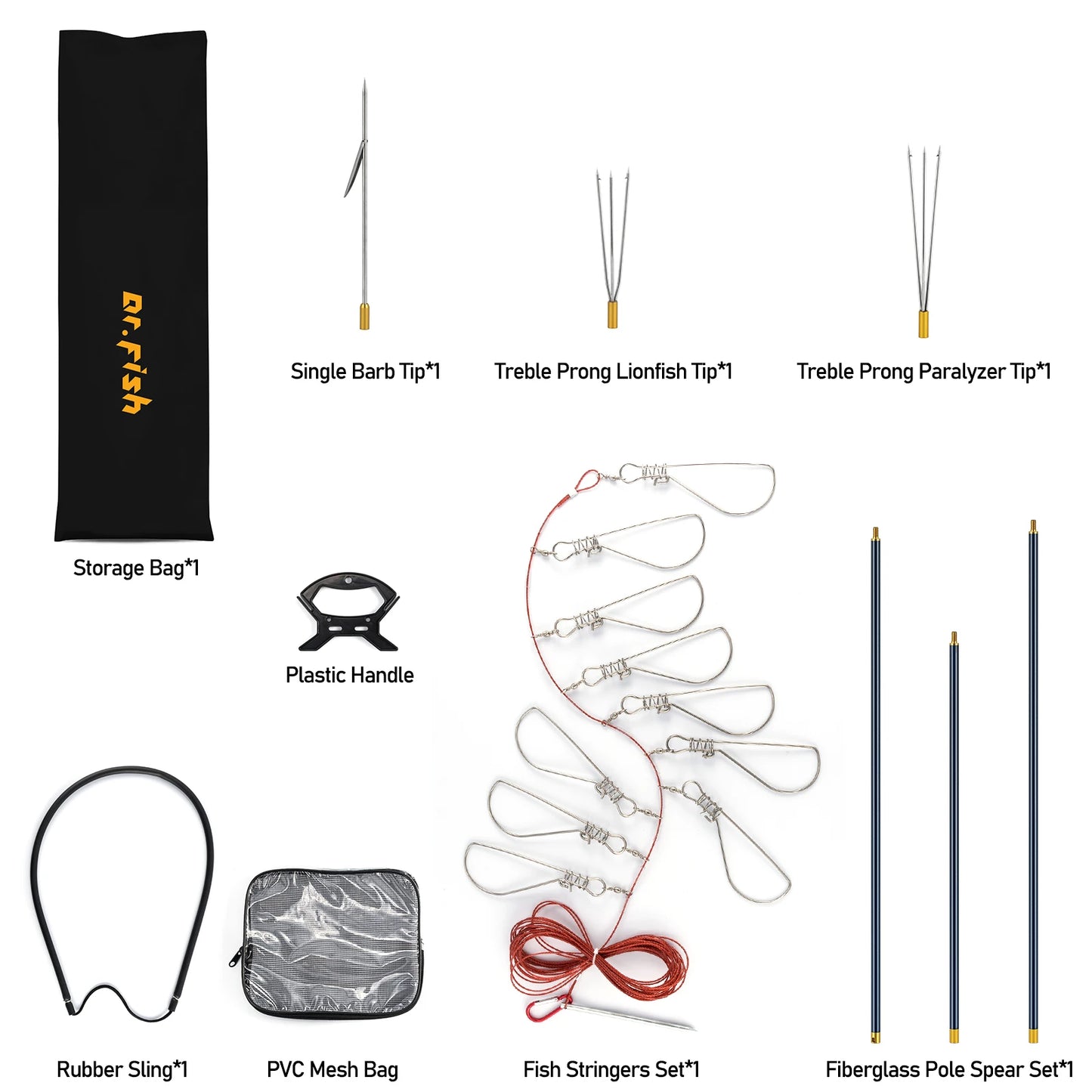 Spearfishing Kit Stainless Steel Fishing Stringer Harpoon Fish Buckle Fiberglass Hawaiian Sling Pole Spear Fishing Equipment