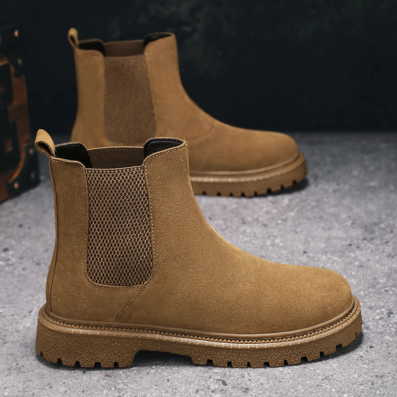 Men's Chelsea Boots Ankle Casual Fashion Boot Winter Plush Warm Comfortable Simple and Elegant Sweat Absorbing Non Slip Soles