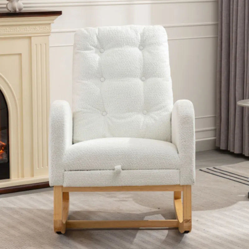 Accent Chair With Footrest High Back Rubber Wood Rocking Legs Bedroom Living Space 26.77D 38.36W X 39.76H Inch Living Space