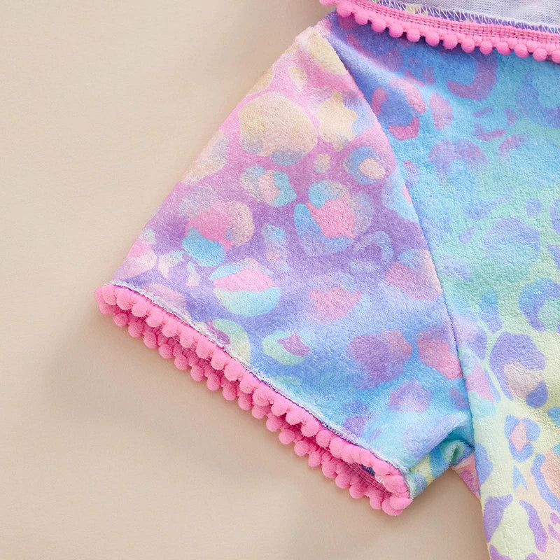 Girls Tropical Print Ruffle Sleeve Swimsuit with UPF 50 Sun Protection and Matching Cover-Up