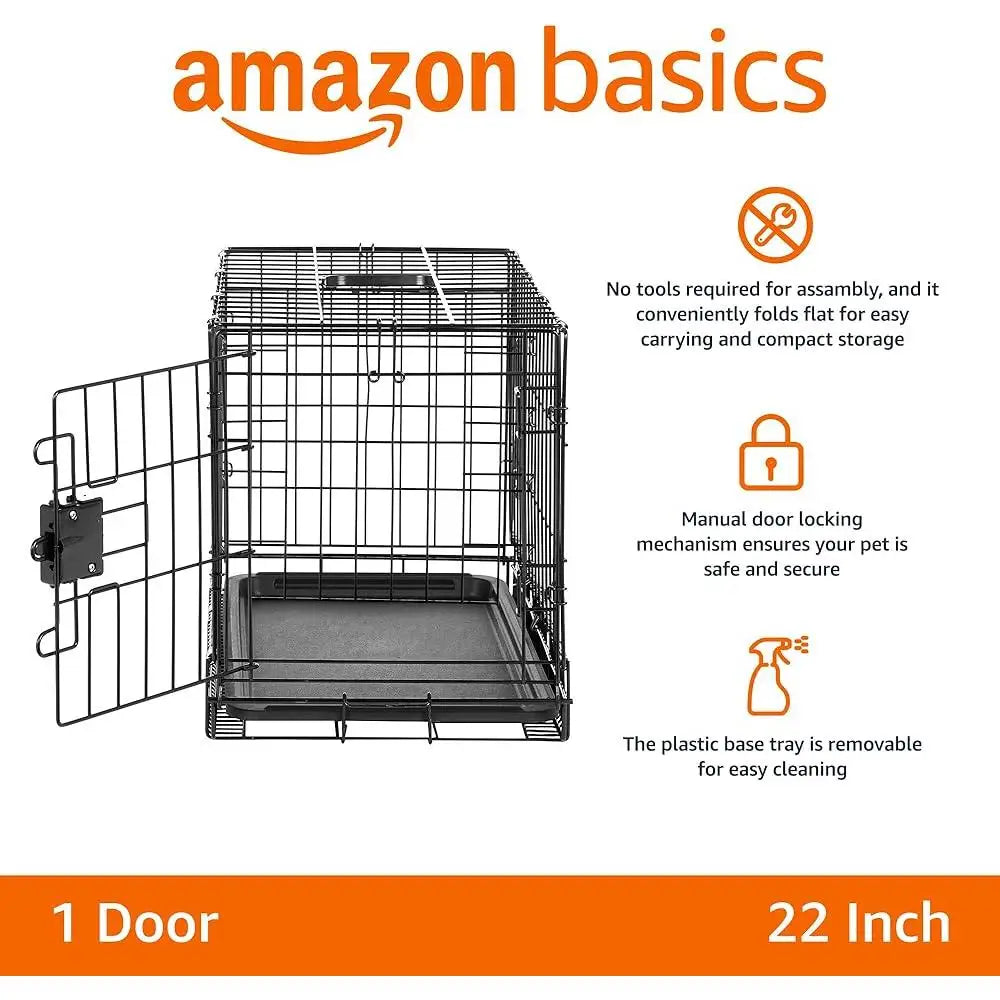 Durable Portable Metal Wire Dog Crate with Removable Tray Divider Ideal Small Pets Indoor Use