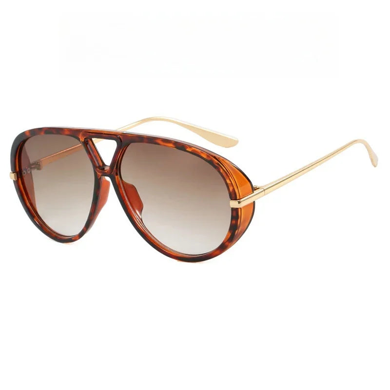 New Fashion Round Sunglasses For Women Men Retro Luxury Designer Double Bridge Frame Sun Glasses Shades UV400 Eyeglasses
