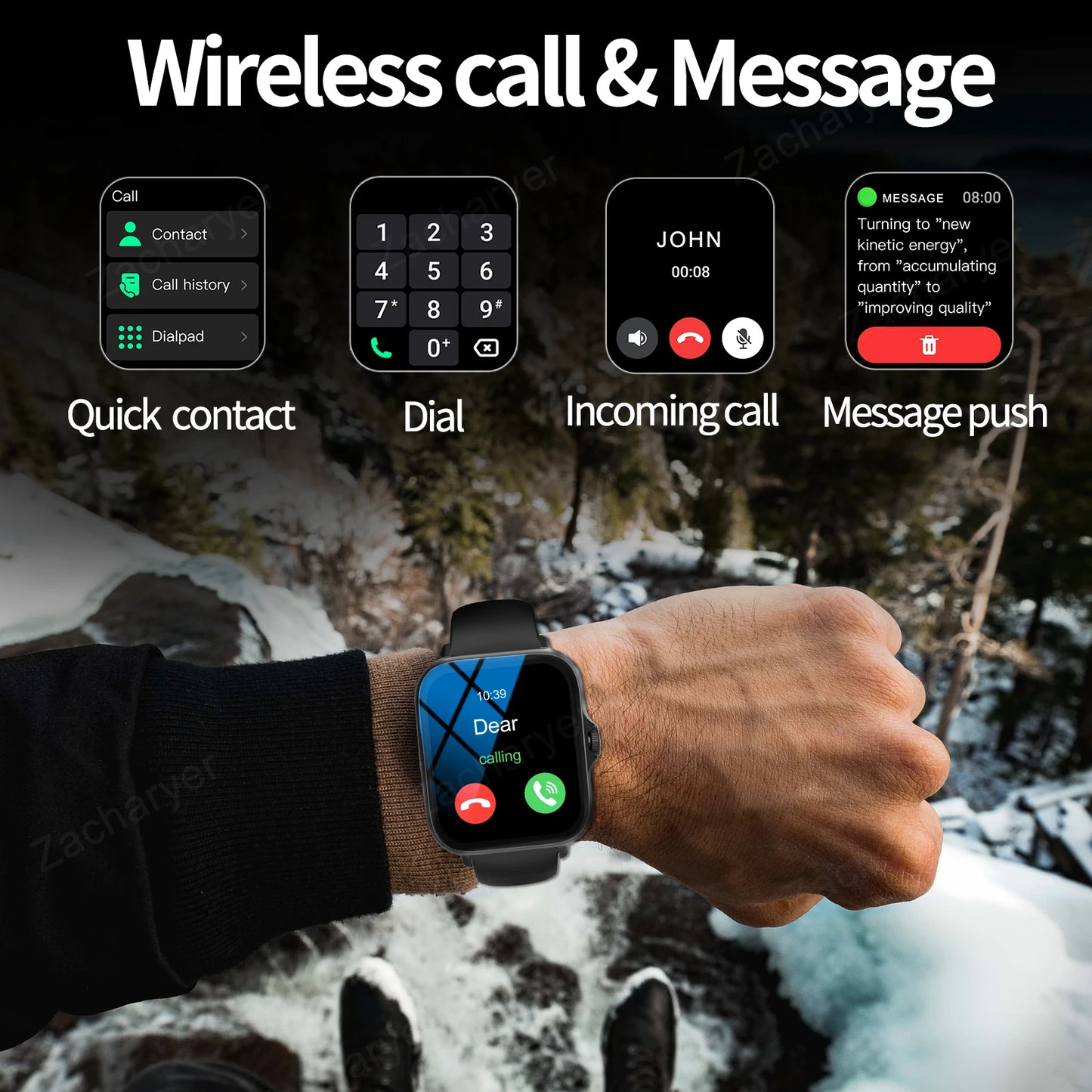 Smart watch, can answer and make calls, message reminder, multiple APP reminders, suitable for men and women, custom wallpaper