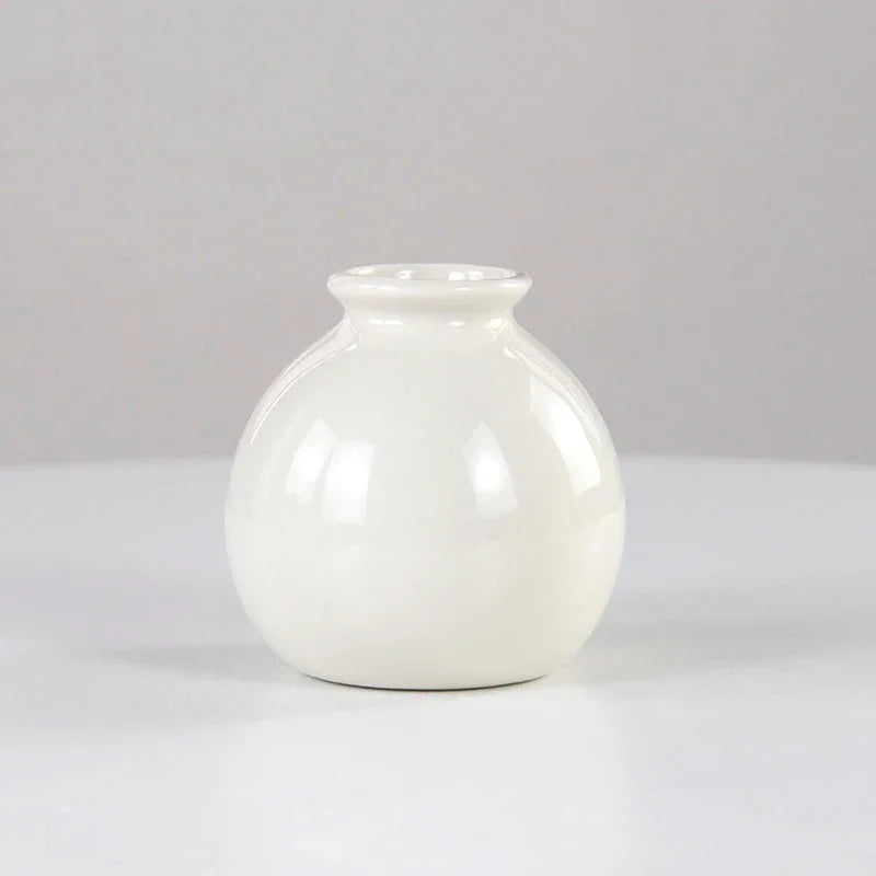 Ceramics Flower Vase Nordic Hydroponics Vases for Home Room Decoration Mini Flower Plant White Bottle Pots Desktop Ornament