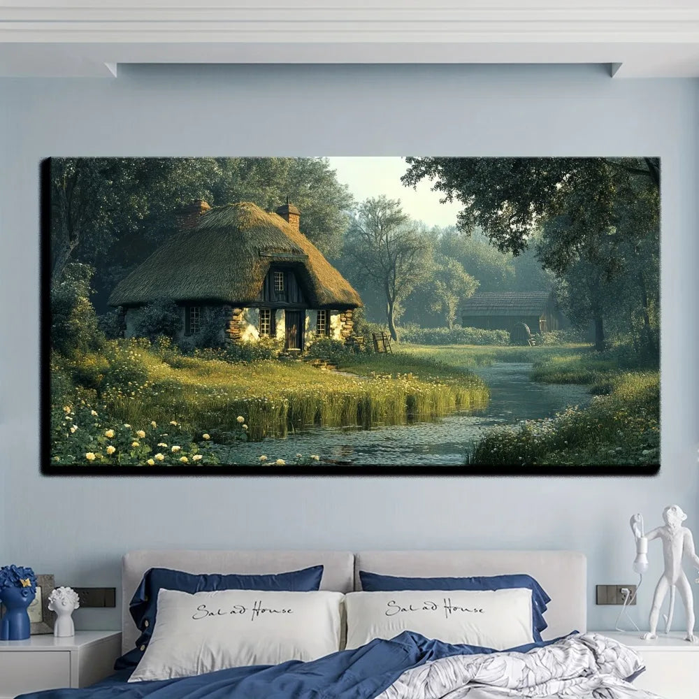 Printed art on canvas, Victorian style wall decoration, 1.5 inch thick pine solid wood frame